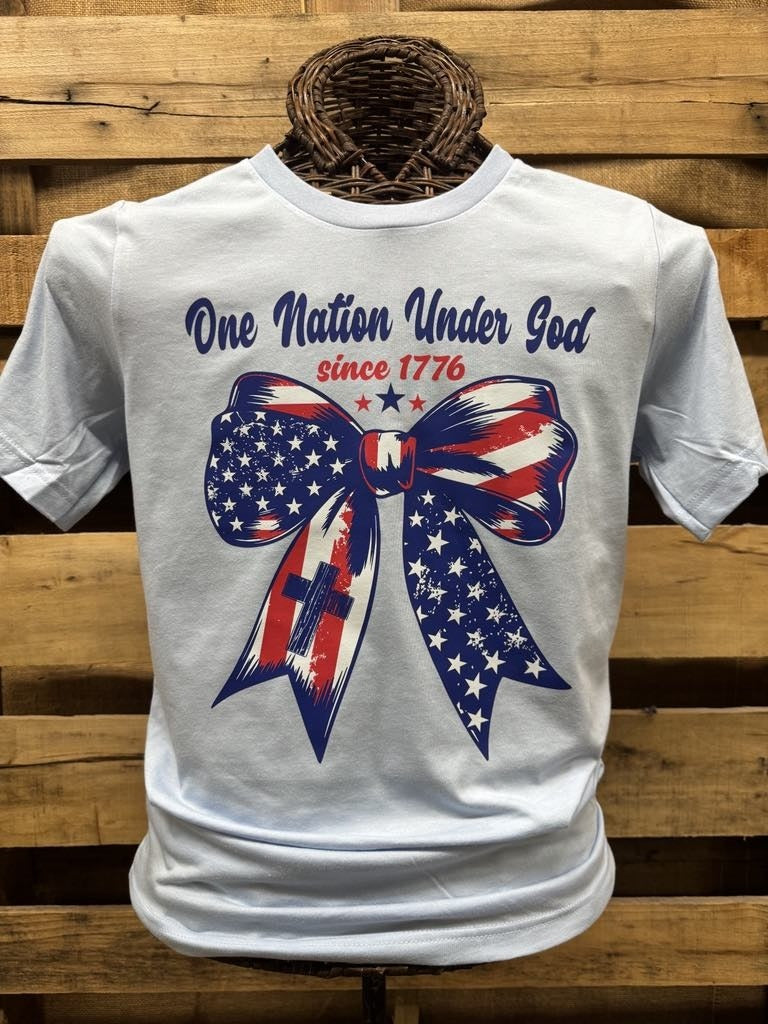 Southern Chics One Nation USA Bow Canvas - Adult & Kids T-Shirts, Sweatshirts & Hoodies apparel design preview 1