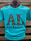 Southern Chics Apparel Alabama Leopard State Canvas - Adult & Kids T-Shirts, Sweatshirts & Hoodies apparel design preview 1