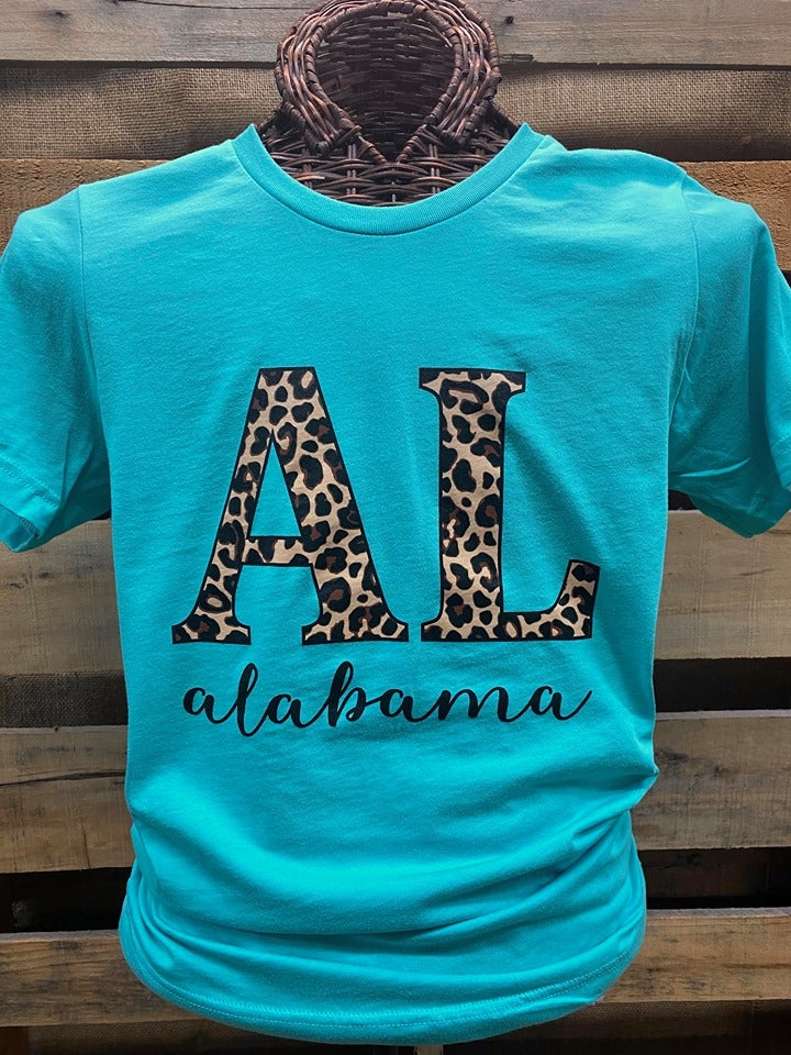 Southern Chics Apparel Alabama Leopard State Canvas - Adult & Kids T-Shirts, Sweatshirts & Hoodies apparel design preview 1