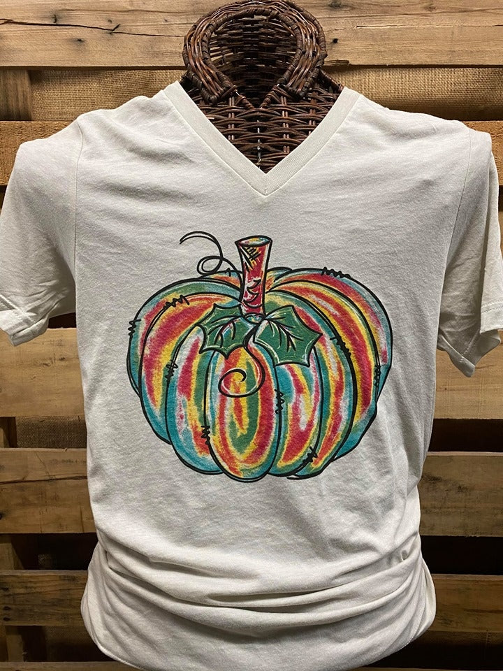 Southern Chics Apparel Colorful Pumpkin Canvas V-Neck - Adult & Kids T-Shirts, Sweatshirts & Hoodies apparel design preview 1