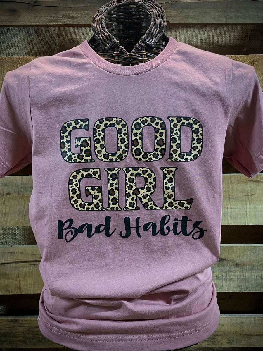 Southern Chics Apparel Good Girl Bad Habits Leopard - Adult & Kids T-Shirts, Sweatshirts & Hoodies apparel design preview 1