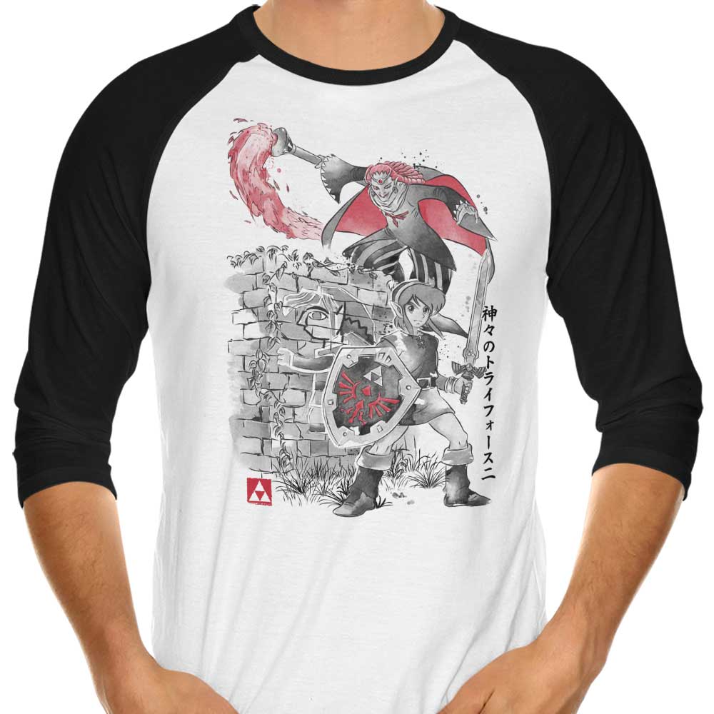 Between Worlds Sumi-e 3/4 Sleeve Raglan - Adult & Kids T-Shirts, Sweatshirts & Hoodies apparel design preview 1