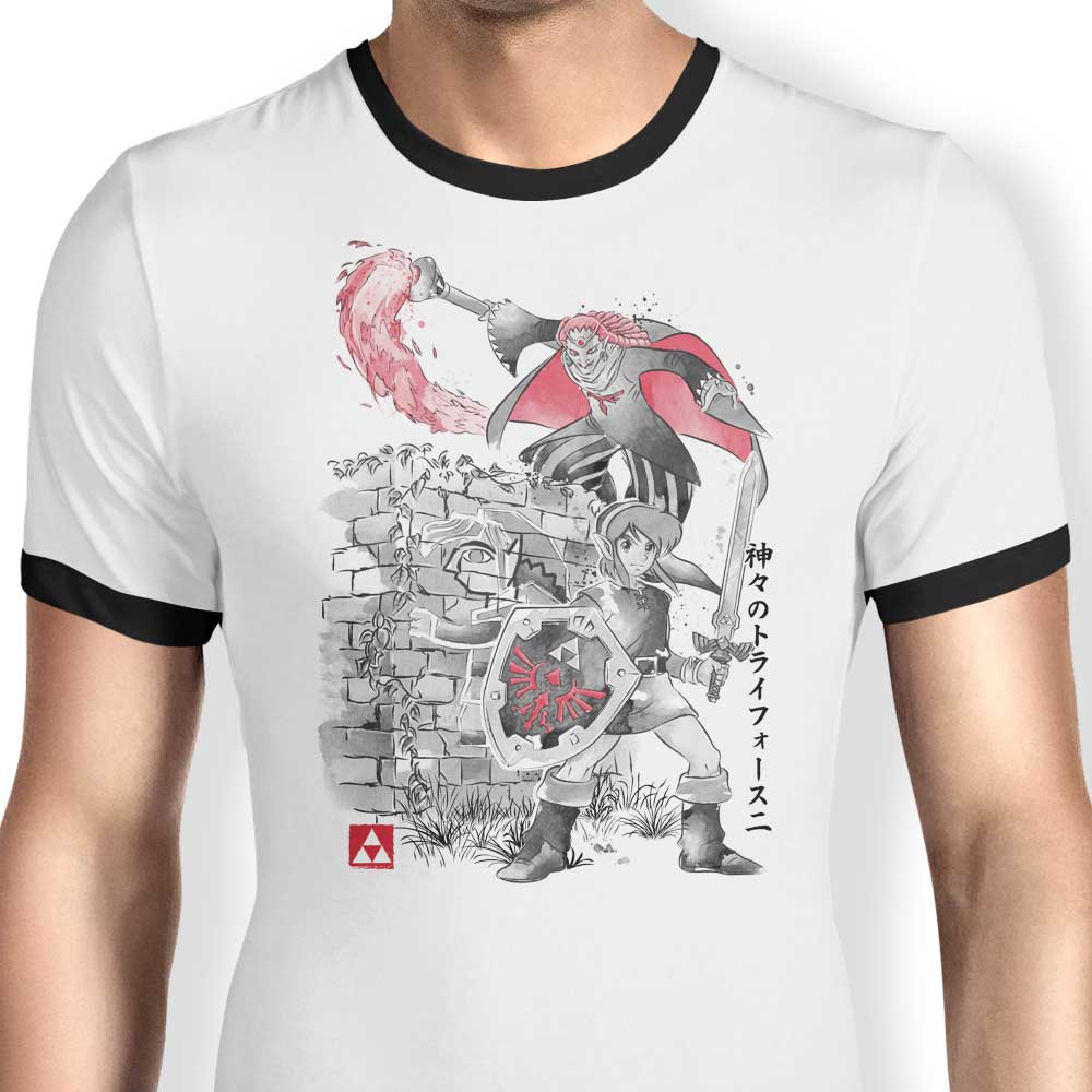 Between Worlds Sumi-e Ringer - Adult & Kids T-Shirts, Sweatshirts & Hoodies apparel design preview 1