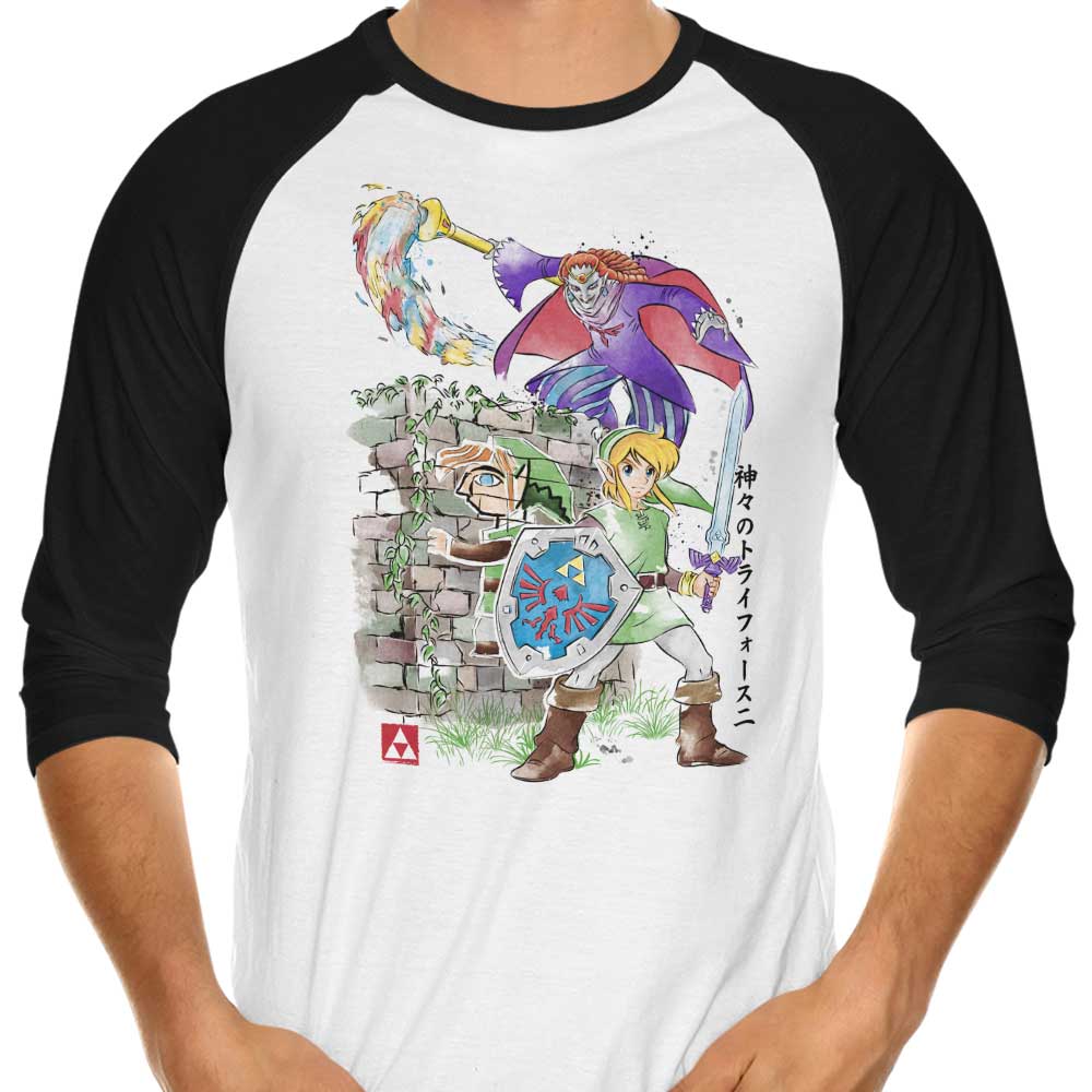 Between World's Watercolor 3/4 Sleeve Raglan - Adult & Kids T-Shirts, Sweatshirts & Hoodies apparel design preview 1