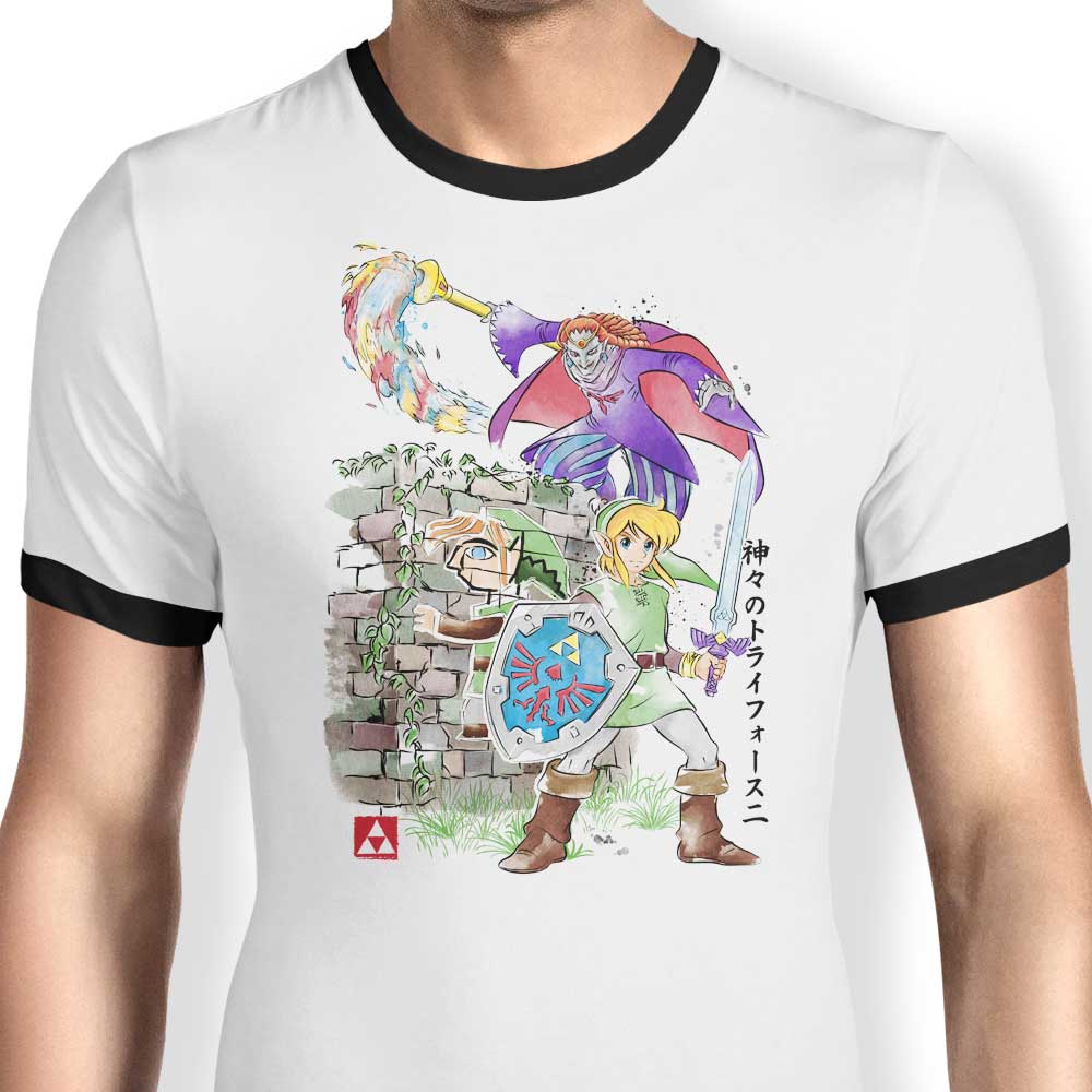 Between World's Watercolor Ringer - Adult & Kids T-Shirts, Sweatshirts & Hoodies apparel design preview 1