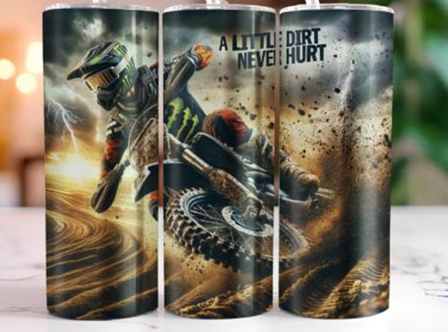 Dirt Bike Racer 20 oz Skinny Tumbler Cup With Straw - Adult & Kids T-Shirts, Sweatshirts & Hoodies apparel design preview 1