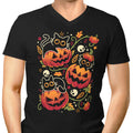 Black Cats Pumpkin Party Men's V-Neck - Adult & Kids T-Shirts, Sweatshirts & Hoodies apparel design preview 1