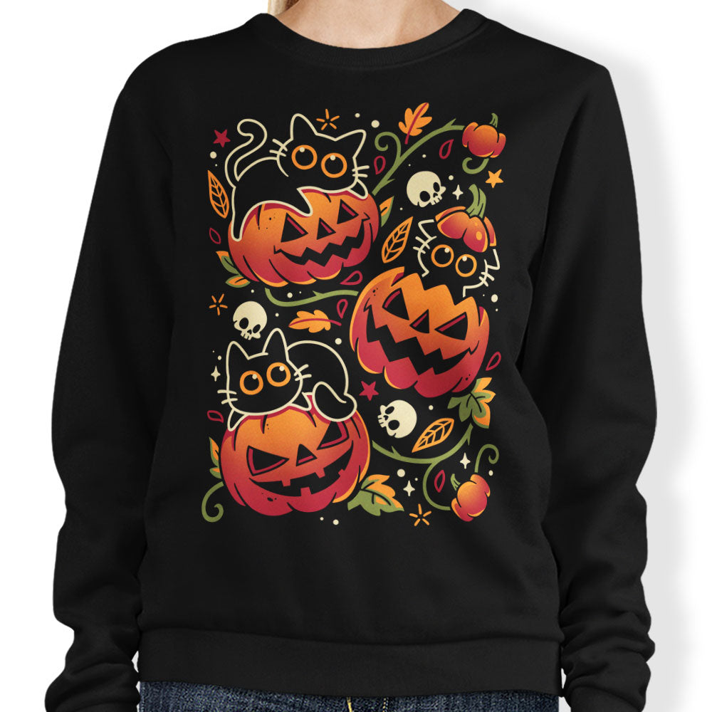 Black Cats Pumpkin Party - Adult & Kids T-Shirts, Sweatshirts & Hoodies apparel design preview 1