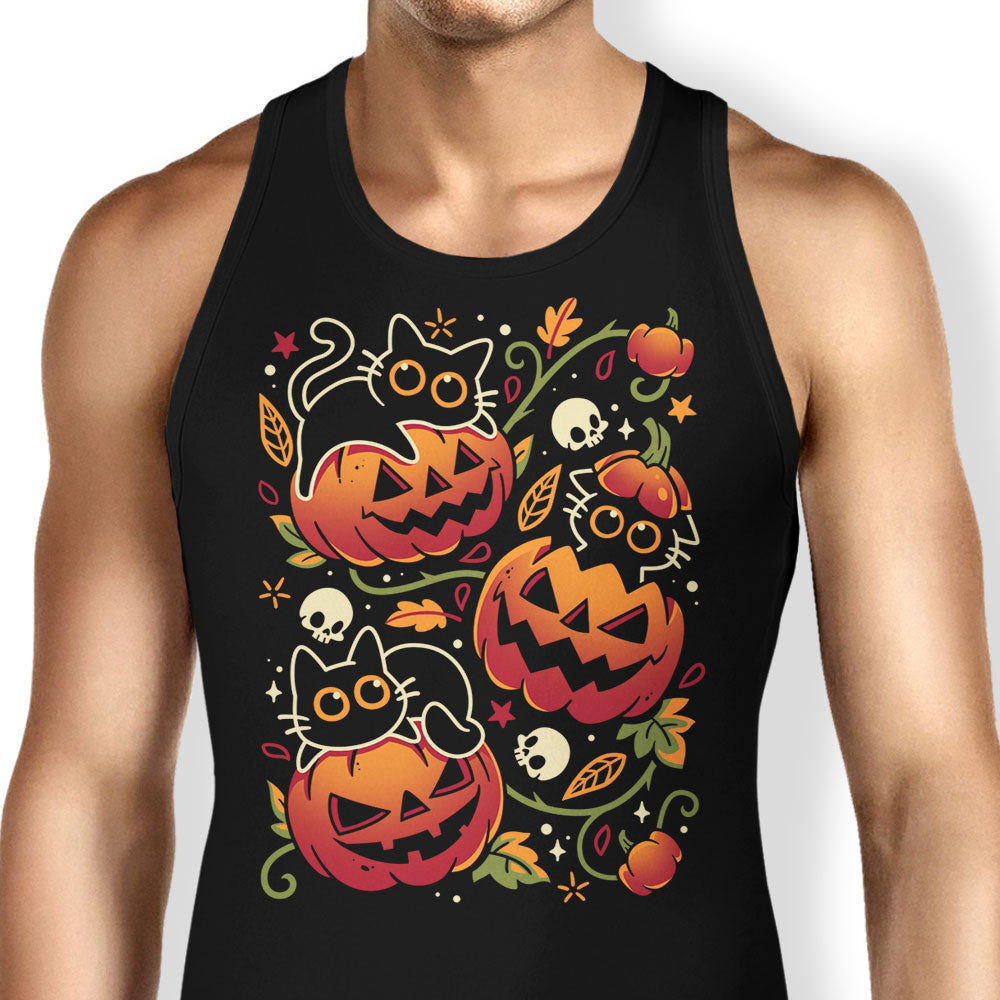 Black Cats Pumpkin Party Tank Top - Adult & Kids T-Shirts, Sweatshirts & Hoodies apparel design preview 1