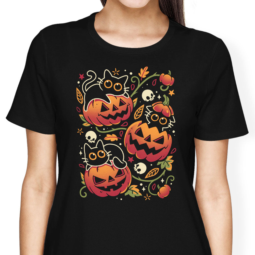 Black Cats Pumpkin Party Women's Apparel - Adult & Kids T-Shirts, Sweatshirts & Hoodies apparel design preview 1