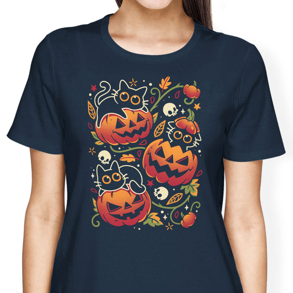 Black Cats Pumpkin Party Women's Apparel - Adult & Kids T-Shirts, Sweatshirts & Hoodies apparel design preview 2