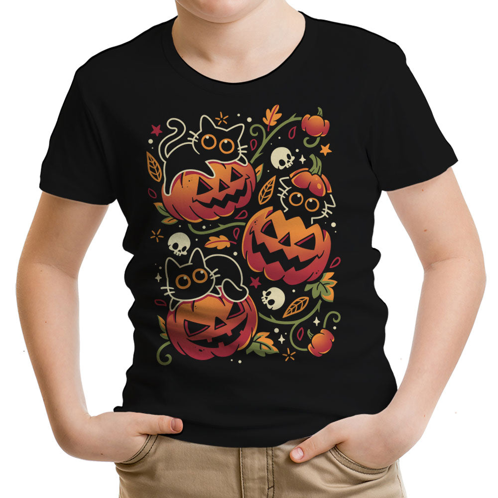 Black Cats Pumpkin Party Youth Apparel - Adult & Kids T-Shirts, Sweatshirts & Hoodies apparel design preview 1