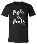 Sassy Frass Black Pigskin Pearls Football V-neck - Adult & Kids T-Shirts, Sweatshirts & Hoodies apparel design preview 1