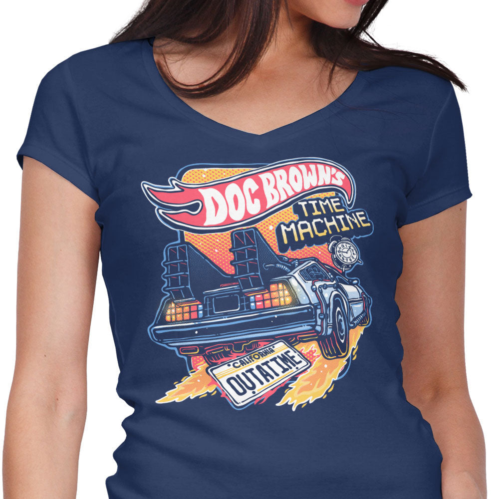 Blazing Time Machine Women's V-Neck - Adult & Kids T-Shirts, Sweatshirts & Hoodies apparel design preview 1