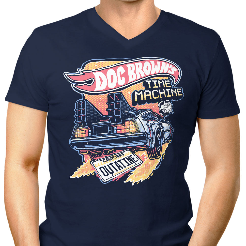 Blazing Time Machine Men's V-Neck - Adult & Kids T-Shirts, Sweatshirts & Hoodies apparel design preview 1