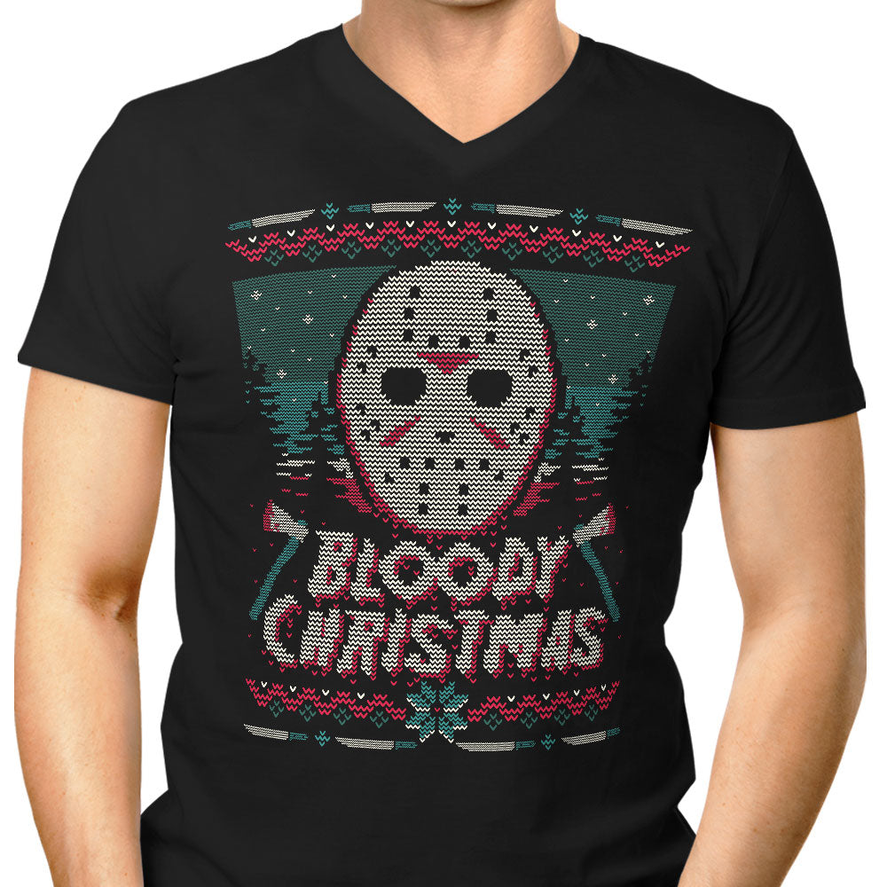 Bloody Ugly Christmas Men's V-Neck - Adult & Kids T-Shirts, Sweatshirts & Hoodies apparel design preview 1
