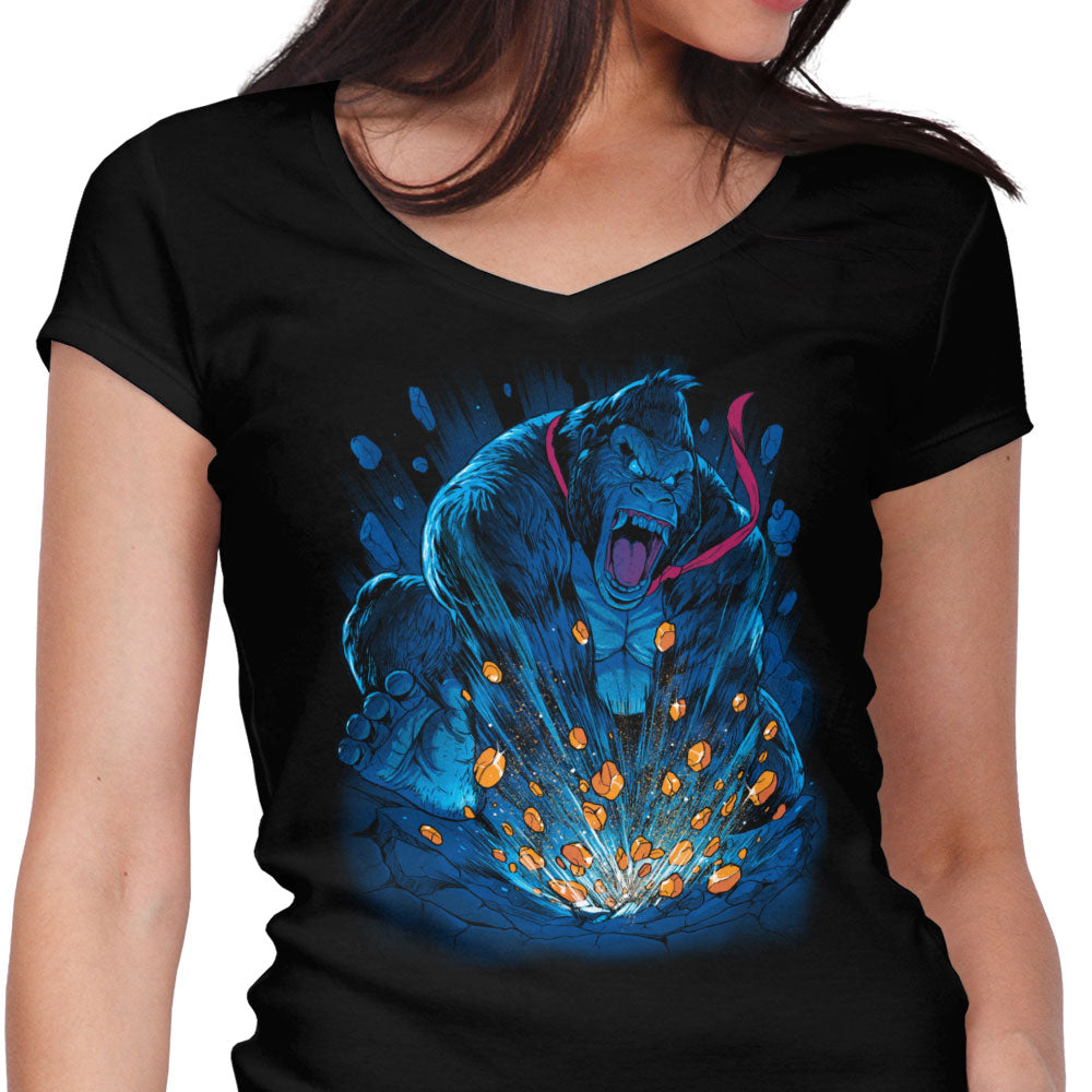 Blue Gorilla Women's V-Neck - Adult & Kids T-Shirts, Sweatshirts & Hoodies apparel design preview 1