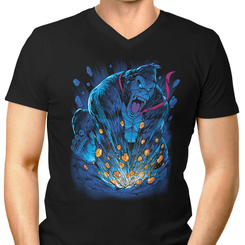 Blue Gorilla Men's V-Neck - Adult & Kids T-Shirts, Sweatshirts & Hoodies apparel design preview 1