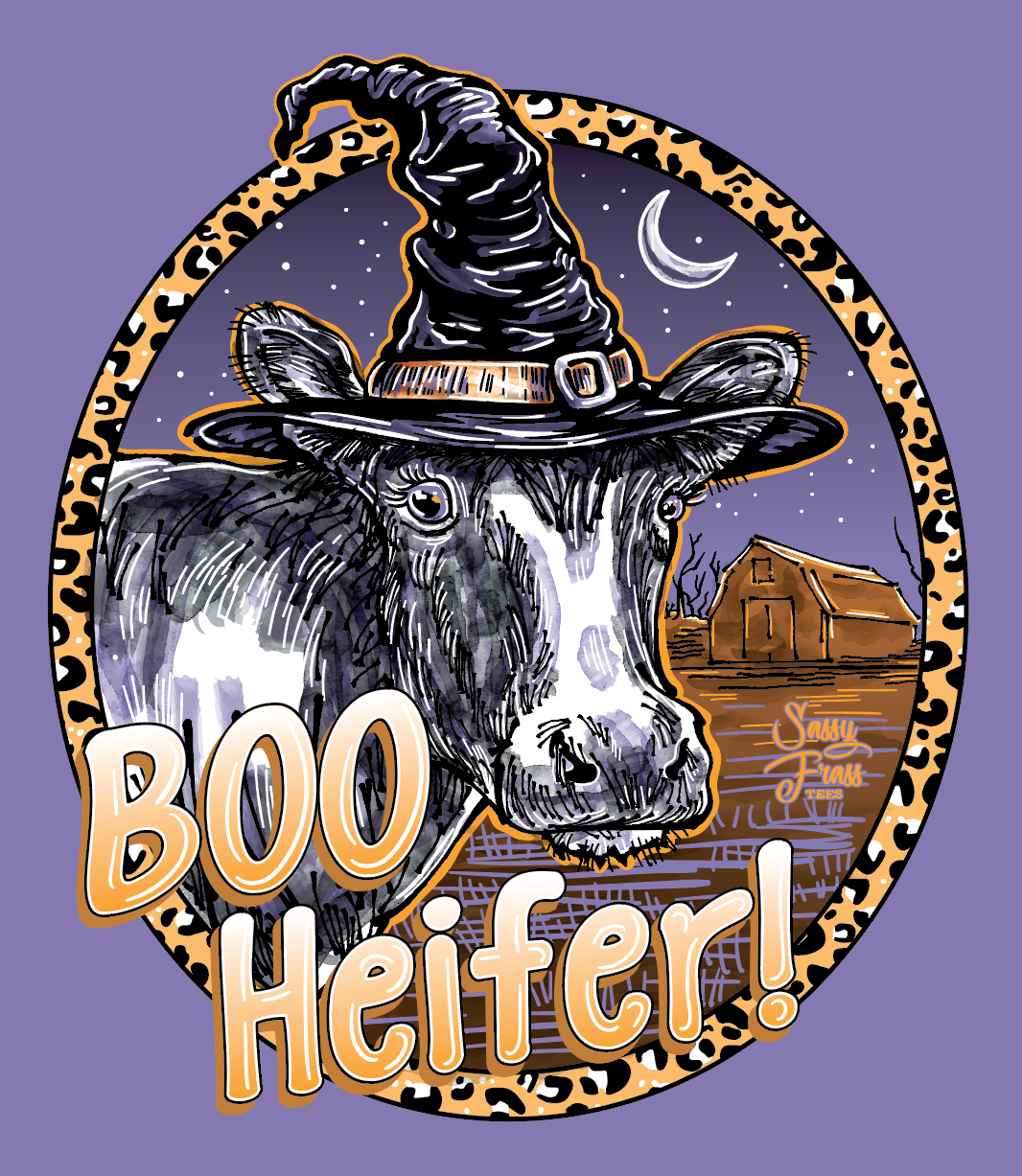 SALE Sassy Frass Boo Heifer Halloween Cow - Adult & Kids T-Shirts, Sweatshirts & Hoodies apparel design preview 2