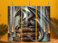 Dragon and Books 20 oz Skinny Tumbler Cup With Straw - Adult & Kids T-Shirts, Sweatshirts & Hoodies apparel design preview 1