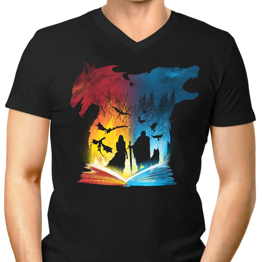 Book of Fire and Ice Men's V-Neck - Adult & Kids T-Shirts, Sweatshirts & Hoodies apparel design preview 1