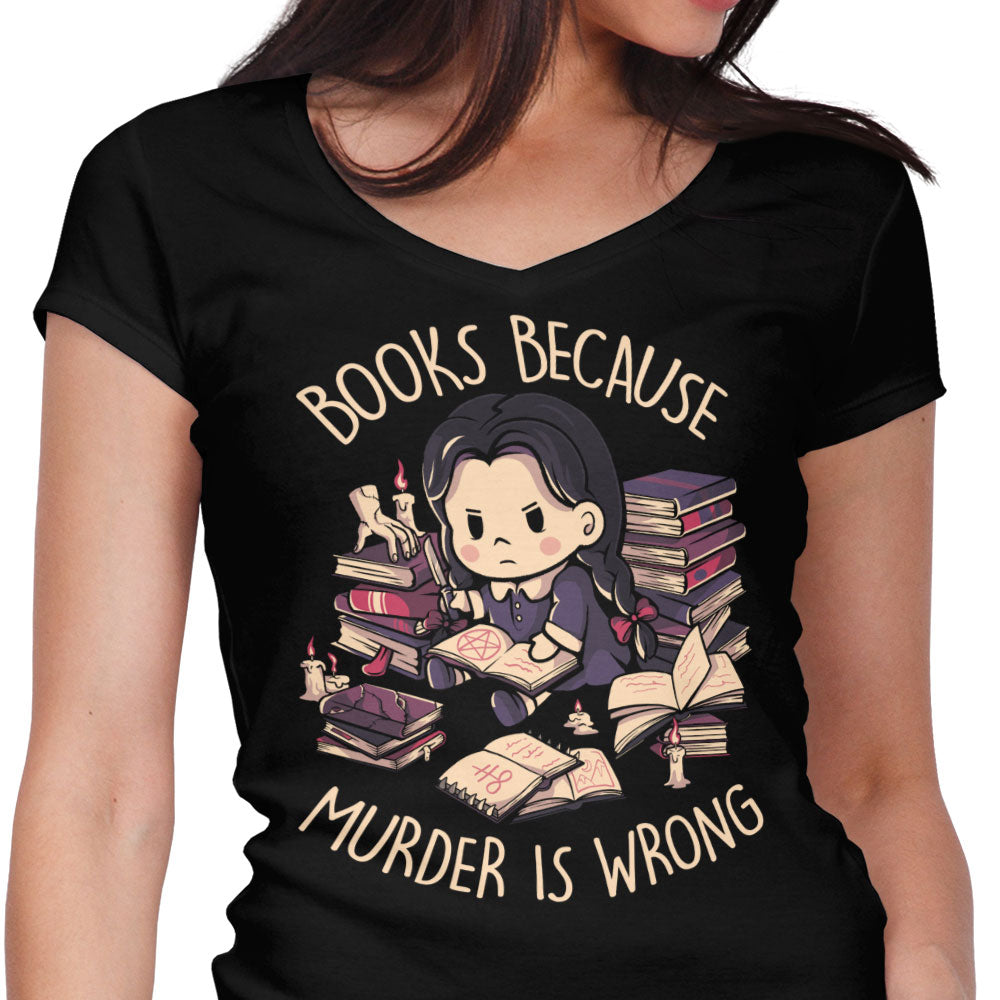 Books Over Murder Women's V-Neck - Adult & Kids T-Shirts, Sweatshirts & Hoodies apparel design preview 1