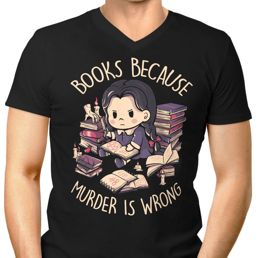 Books Over Murder Men's V-Neck - Adult & Kids T-Shirts, Sweatshirts & Hoodies apparel design preview 1
