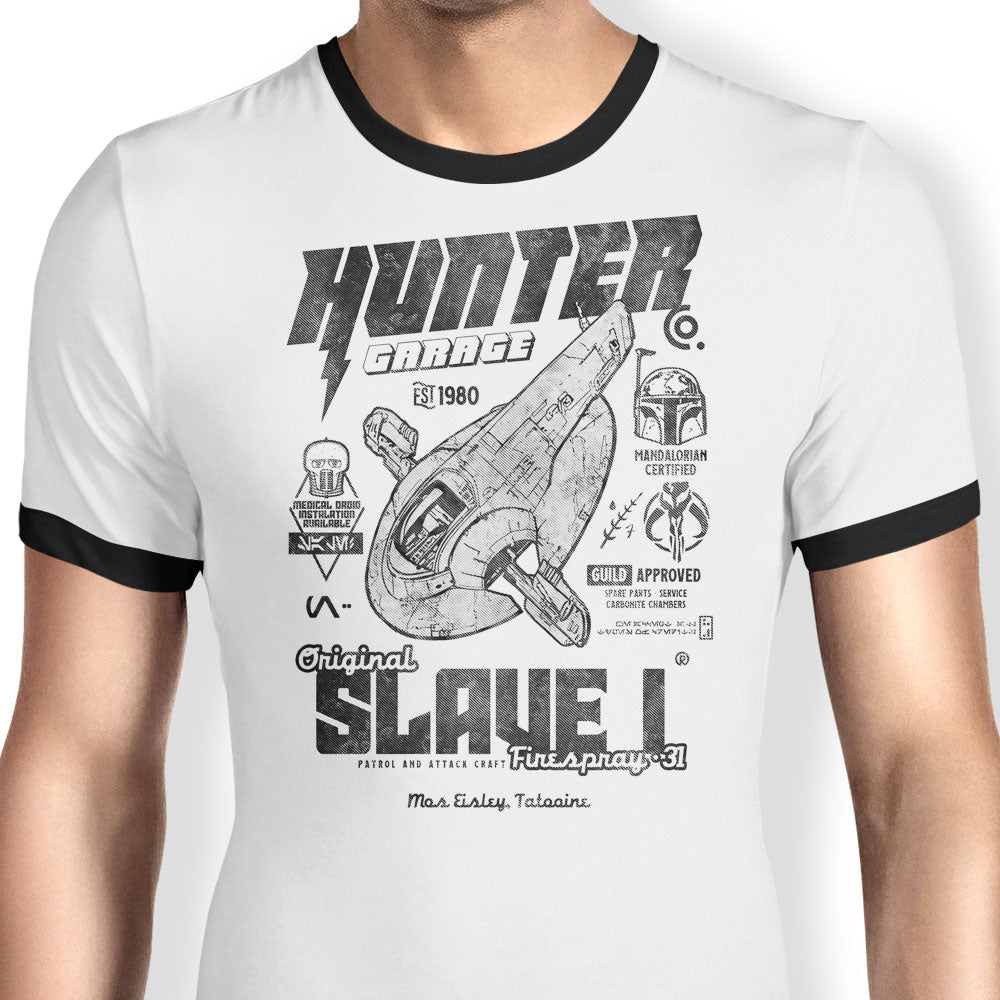 Bounty Hunter Garage Ringer - Adult & Kids T-Shirts, Sweatshirts & Hoodies apparel design preview 1