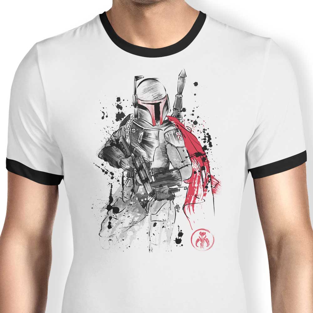 Bounty Hunter Sumi-e Ringer - Adult & Kids T-Shirts, Sweatshirts & Hoodies apparel design preview 1