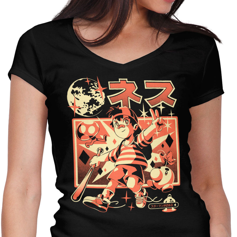 Boy From Earth Women's V-Neck - Adult & Kids T-Shirts, Sweatshirts & Hoodies apparel design preview 1