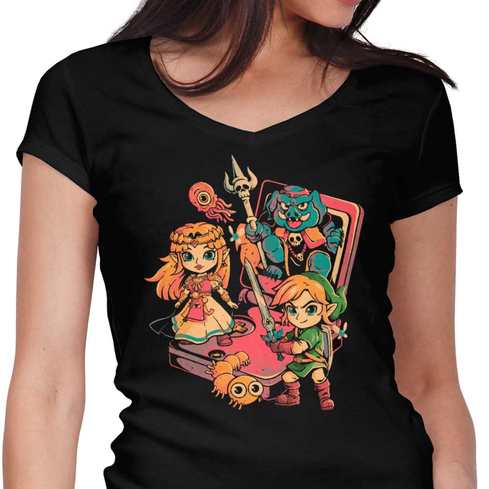 Brave Game Boy Women's V-Neck - Adult & Kids T-Shirts, Sweatshirts & Hoodies apparel design preview 1