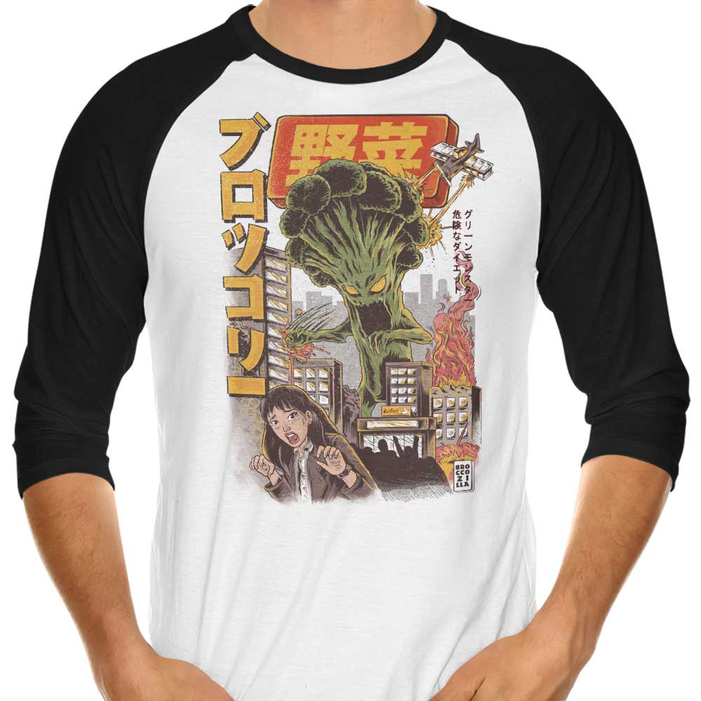 Broccozilla 3/4 Sleeve Raglan - Adult & Kids T-Shirts, Sweatshirts & Hoodies apparel design preview 1
