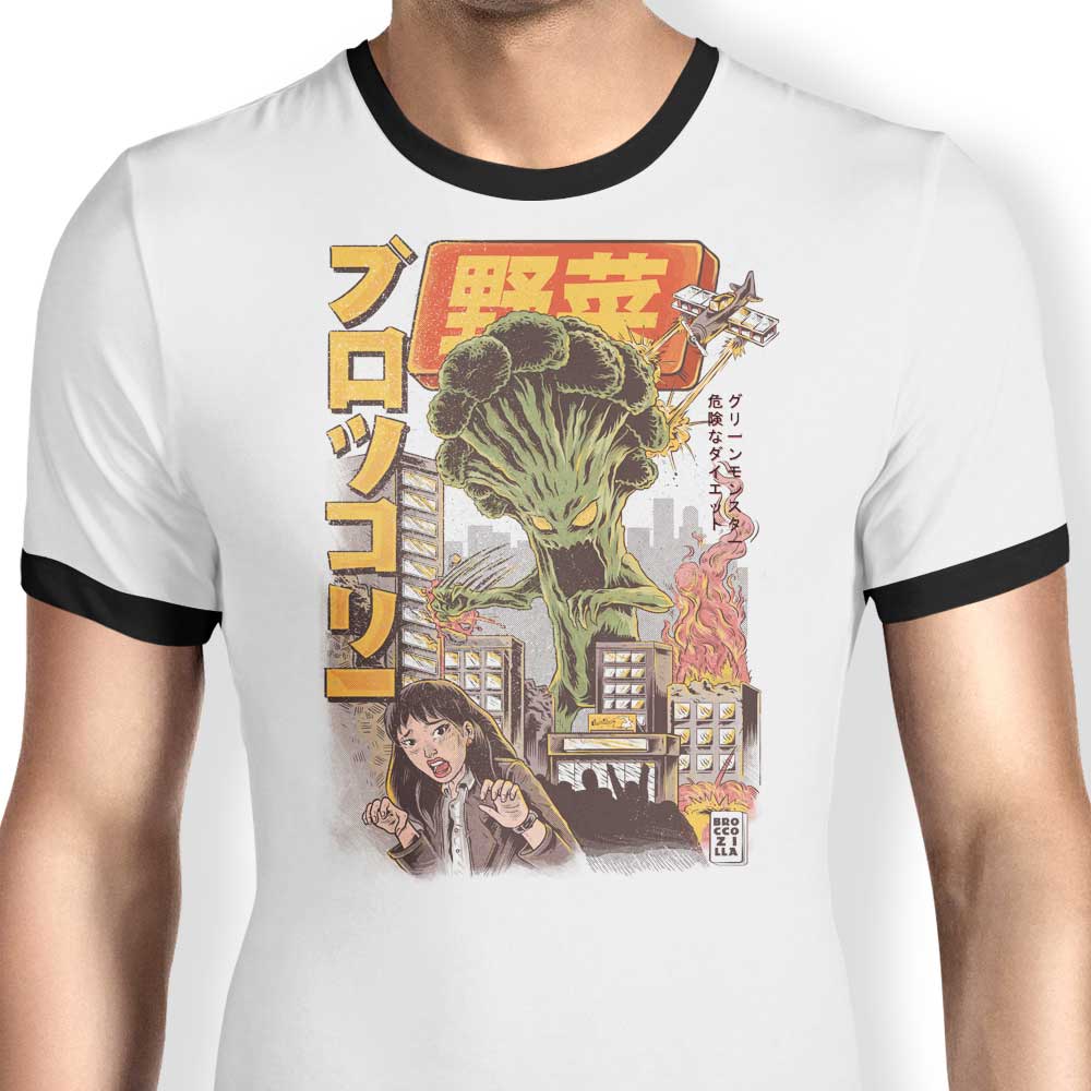 Broccozilla Ringer - Adult & Kids T-Shirts, Sweatshirts & Hoodies apparel design preview 1