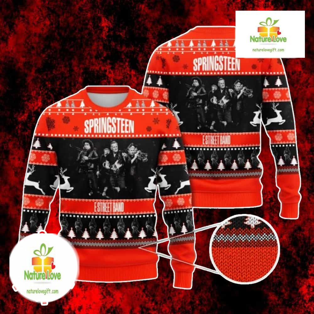 Bruce Springsteen Ugly Christmas Sweater Black Holiday Rock 3D Knit product image