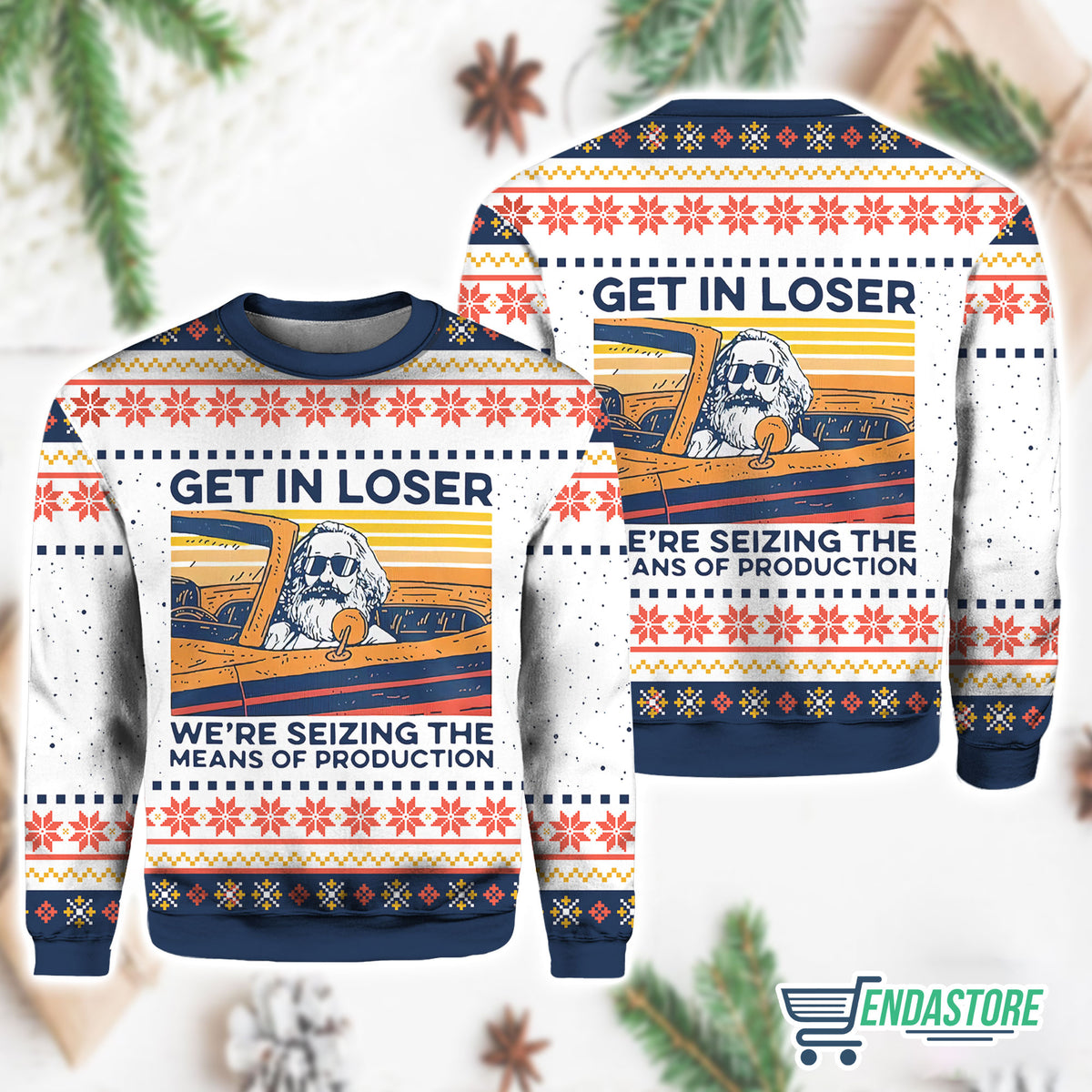 Karl Marx Get In Loser Ugly Christmas Sweater product image 3