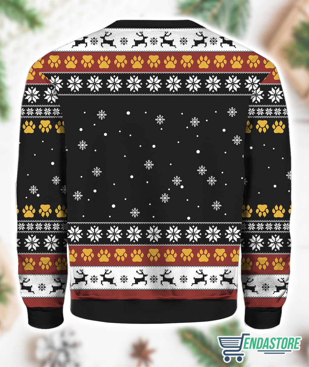 Meowry Christmas Cat Riding Dinosaur Ugly Sweater product image 2