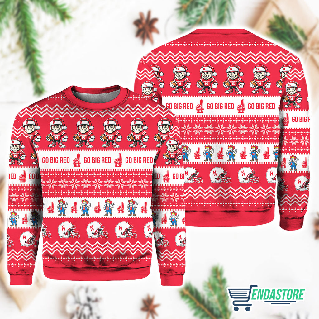 Nebraska Huskers Go Big Red Ugly Christmas Sweater product image