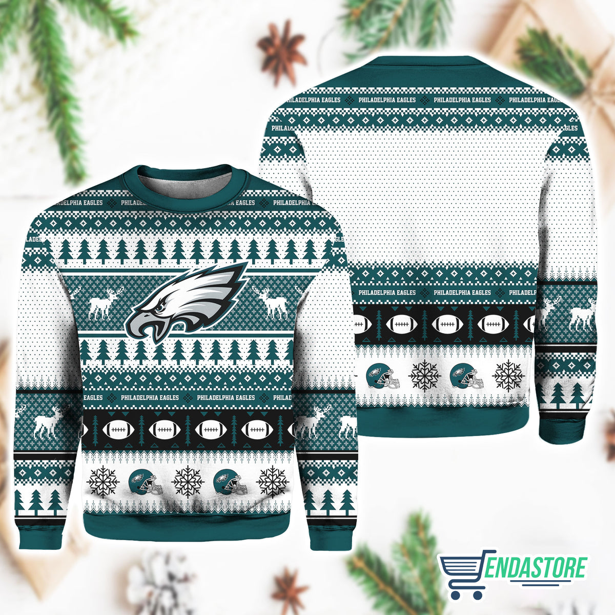 Personalized Eagle Football 2025 Ugly Christmas Sweater product image
