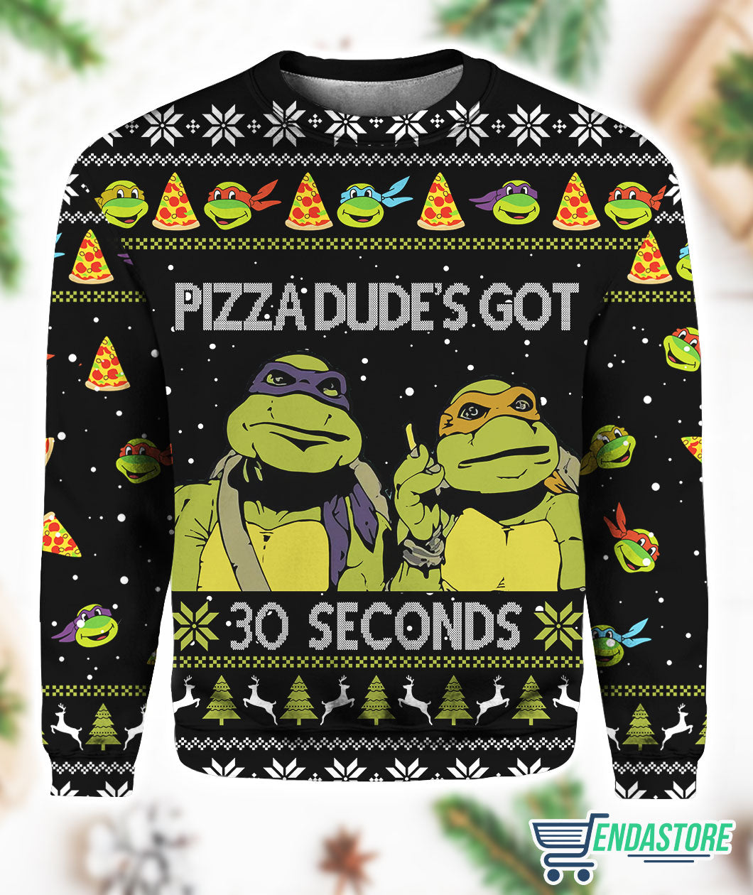 TMNT Pizza Dude’s Got 30 Seconds 3D Christmas Sweatshirt product image 2