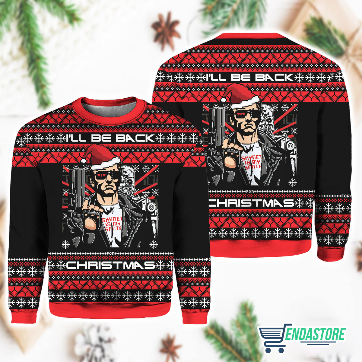 Terminator I’ll Be Back A Very Cyber Christmas Ugly Sweater product image