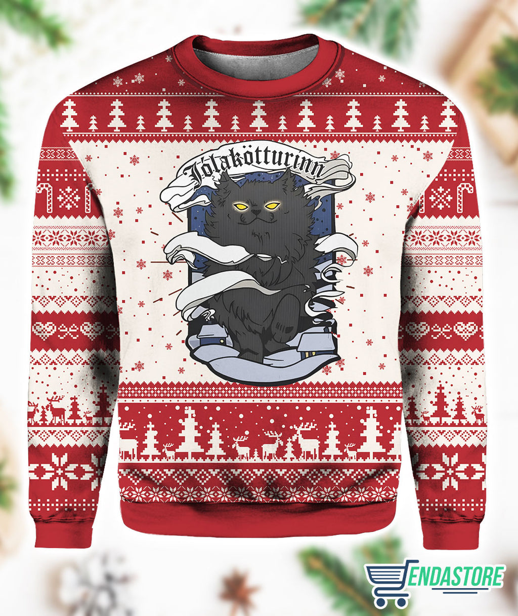 Yule Cat Jolakotturinn Ugly Christmas Sweater product image 2