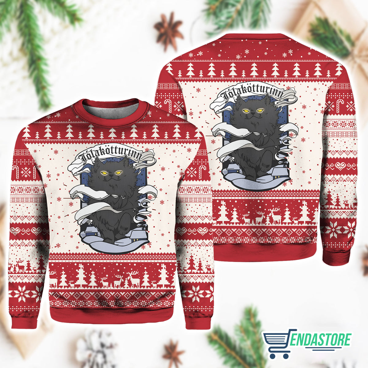 Yule Cat Jolakotturinn Ugly Christmas Sweater product image 4