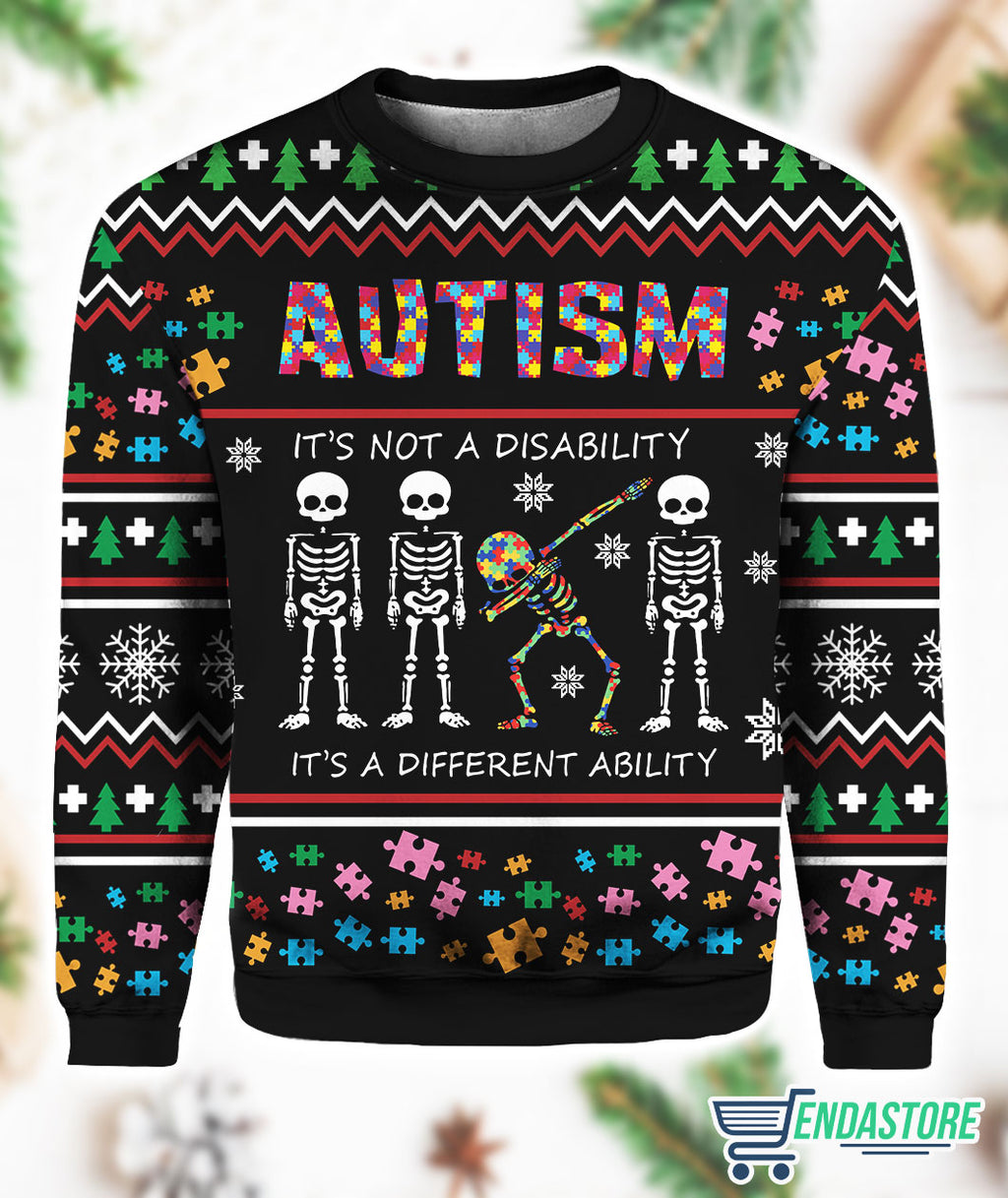 Autism It’s Not A Disability It’s A Different Ugly Christmas Sweater product image 2
