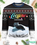 Let It Snow Cat Cocaine Everywhere Ugly Christmas Sweater product image 2