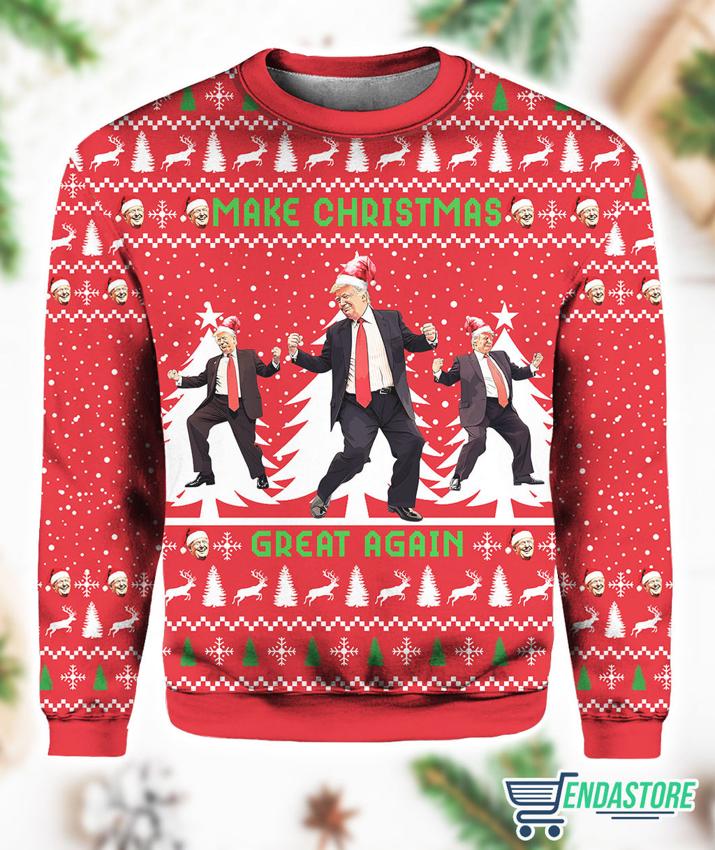 Red Trump Dancing Make Christmas Great Again Ugly Sweater product image 2