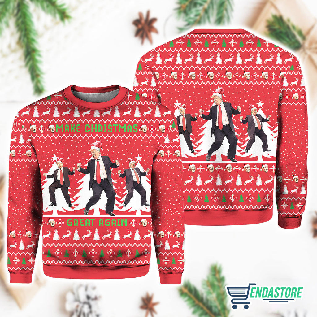 Red Trump Dancing Make Christmas Great Again Ugly Sweater product image 4