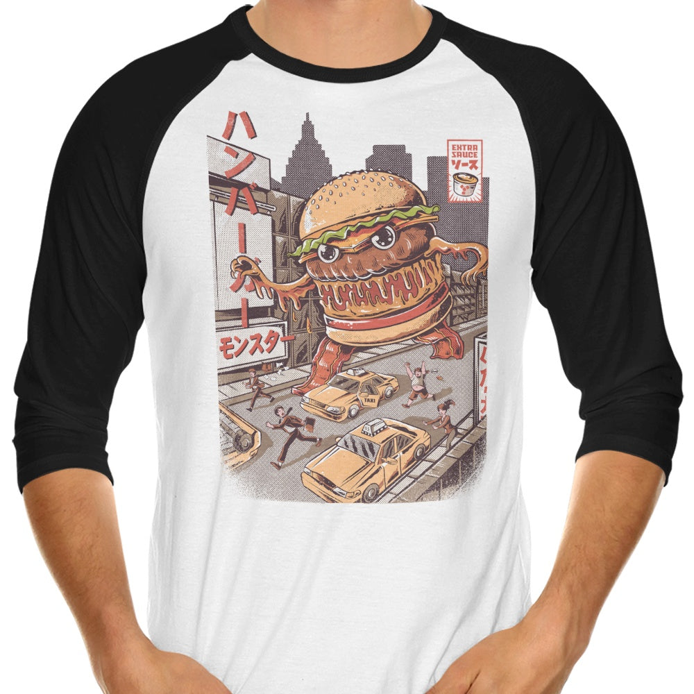 Burgerzilla 3/4 Sleeve Raglan - Adult & Kids T-Shirts, Sweatshirts & Hoodies apparel design preview 1
