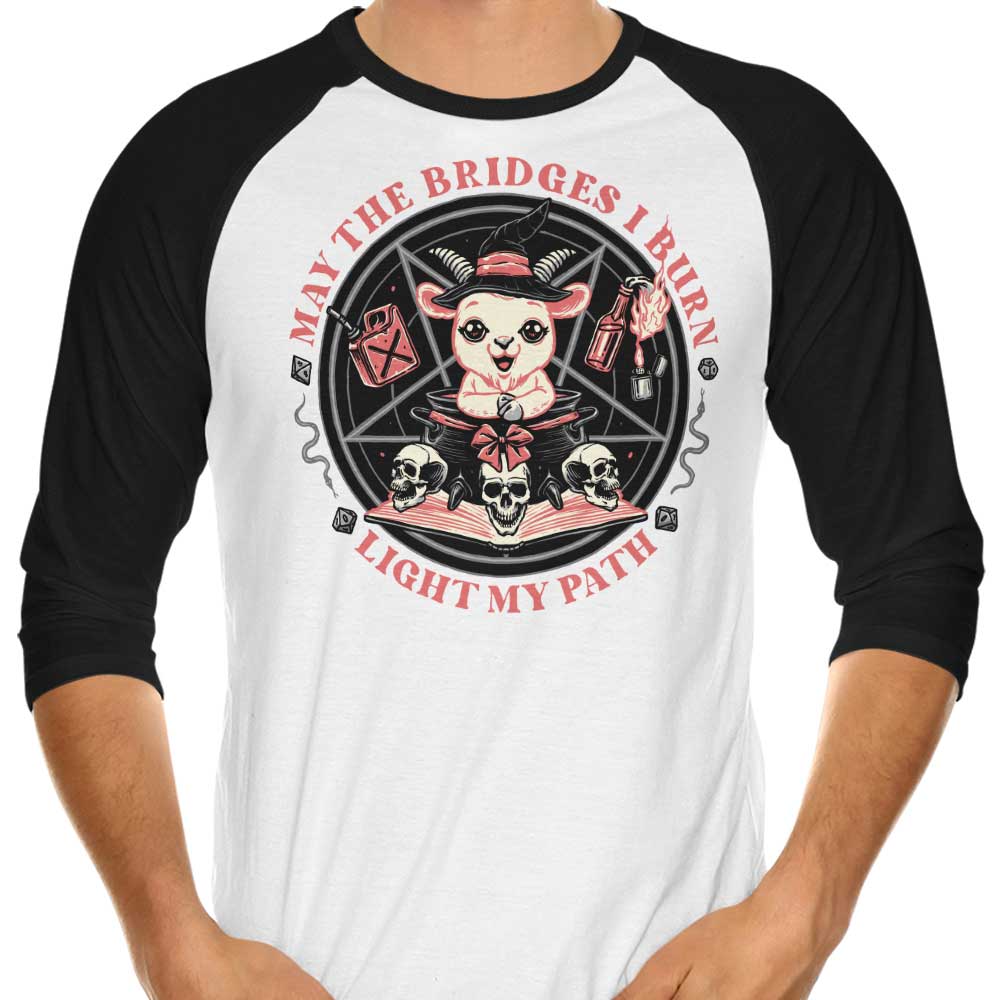 Burn Bridges 3/4 Sleeve Raglan - Adult & Kids T-Shirts, Sweatshirts & Hoodies apparel design preview 1