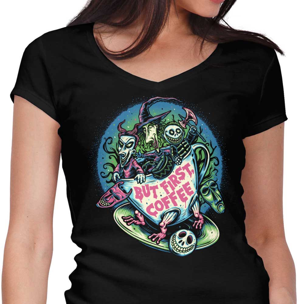 But First Coffee Women's V-Neck - Adult & Kids T-Shirts, Sweatshirts & Hoodies apparel design preview 1