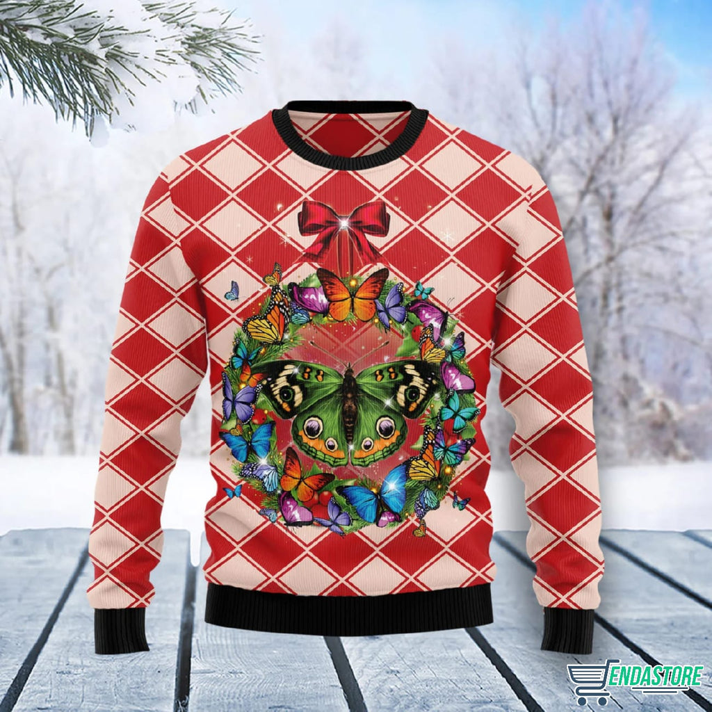 Butterfly Wreath Christmas Ugly Christmas Sweater product image